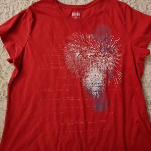 Freedom T Shirt Womens Red Fireworks Logo Crew Tee Graphic Ladies